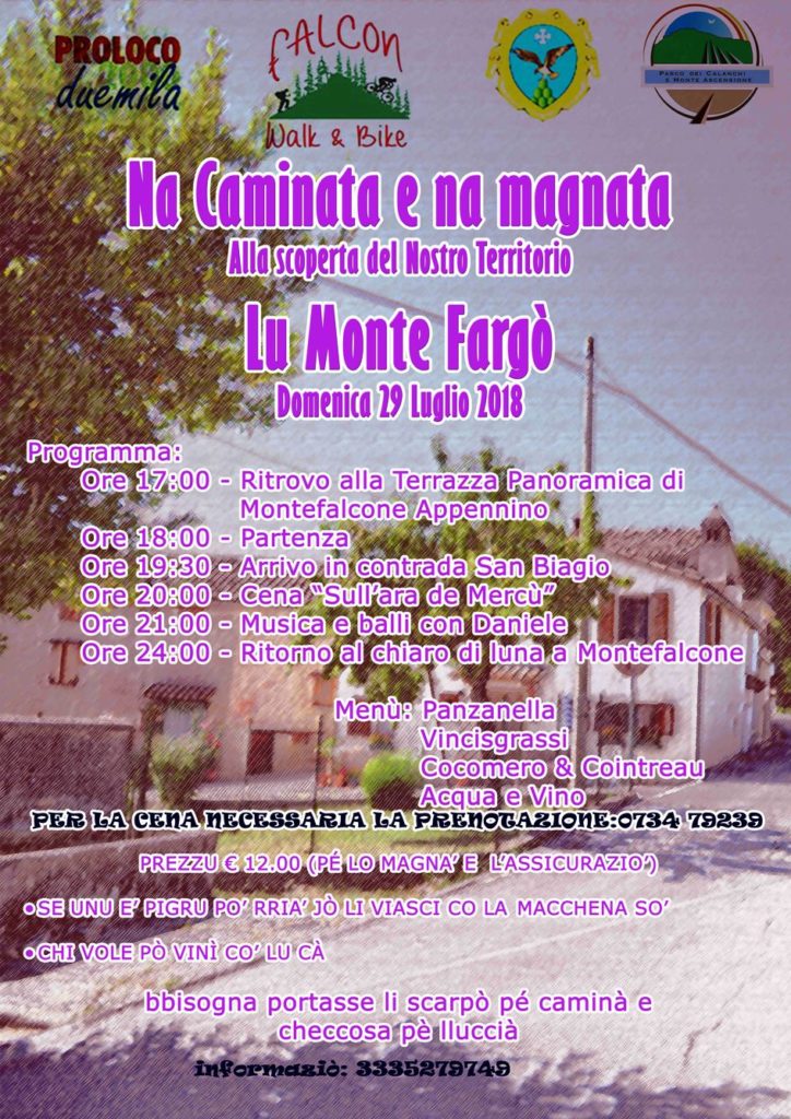 Locandina dell'evento  "Na camminata na magnata" - Montefalcone 29/07/2018